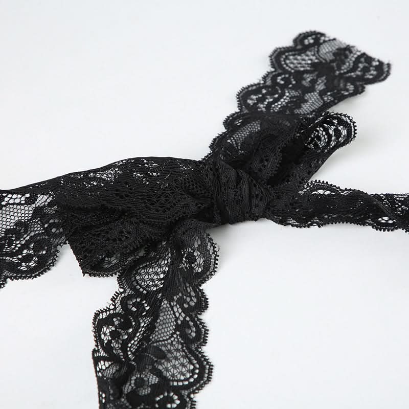 Lace hem halter self tie ruched backless top