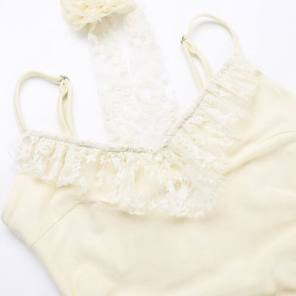 Lace slit v neck ruched backless cami maxi dress