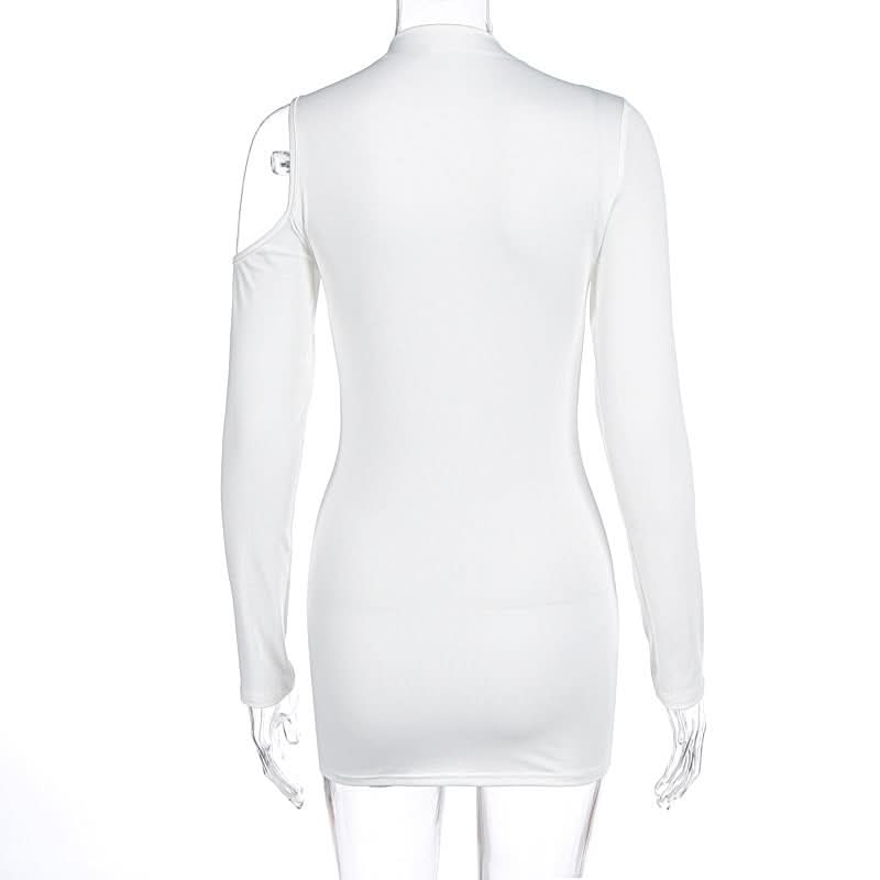 Long sleeve hollow out irregular solid cut out mini dress
