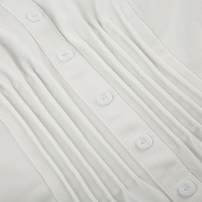 Square neck lace hem button zip-up cami mini dress