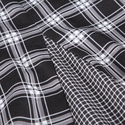 Plaid patchwork contrast zip-up maxi skirt