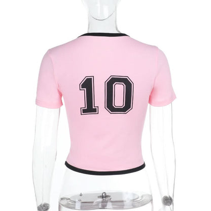 Crewneck short sleeve "10" print top