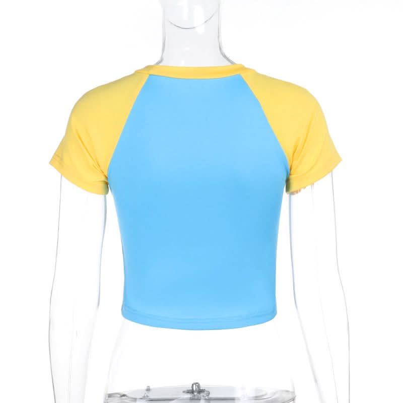 Short sleeve crewneck contrast letter print top