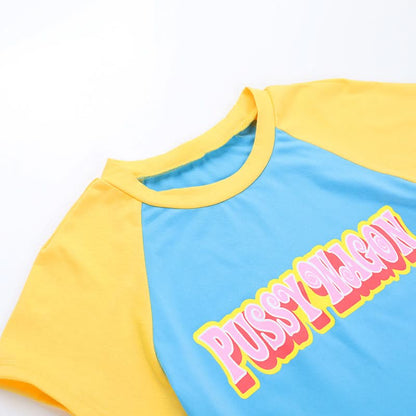 Short sleeve crewneck contrast letter print top