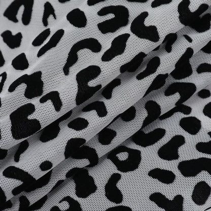 Halter leopard print self tie backless top