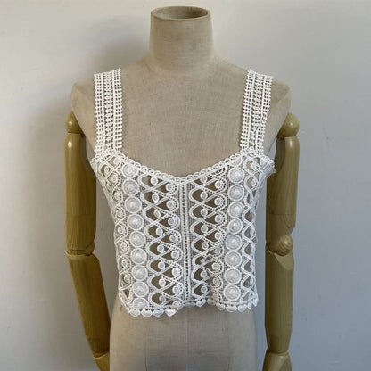 Embroidery hollow out cami cut out top