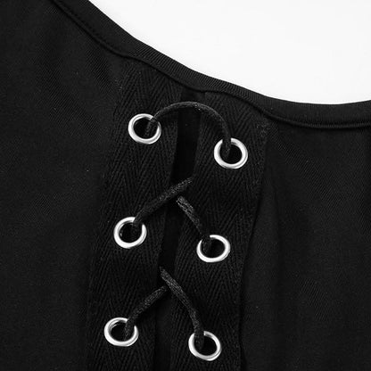 U neck ruffle lace up cami top