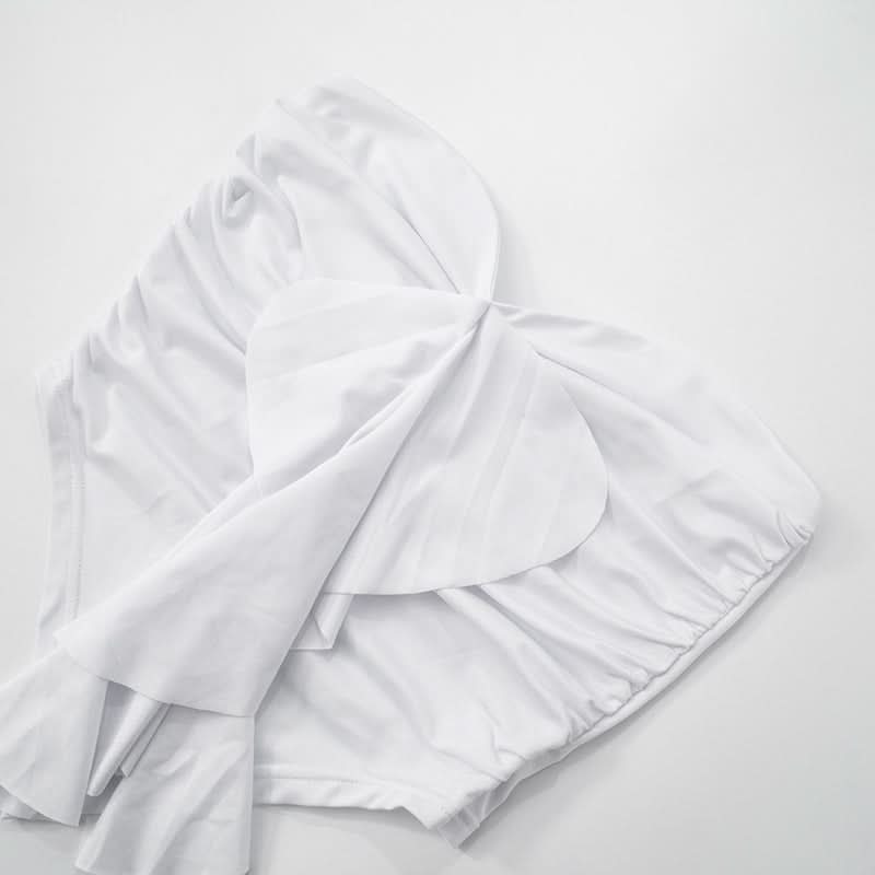 Ruffle ruched solid tube top