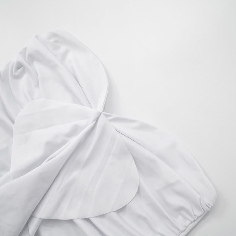 Ruffle ruched solid tube top