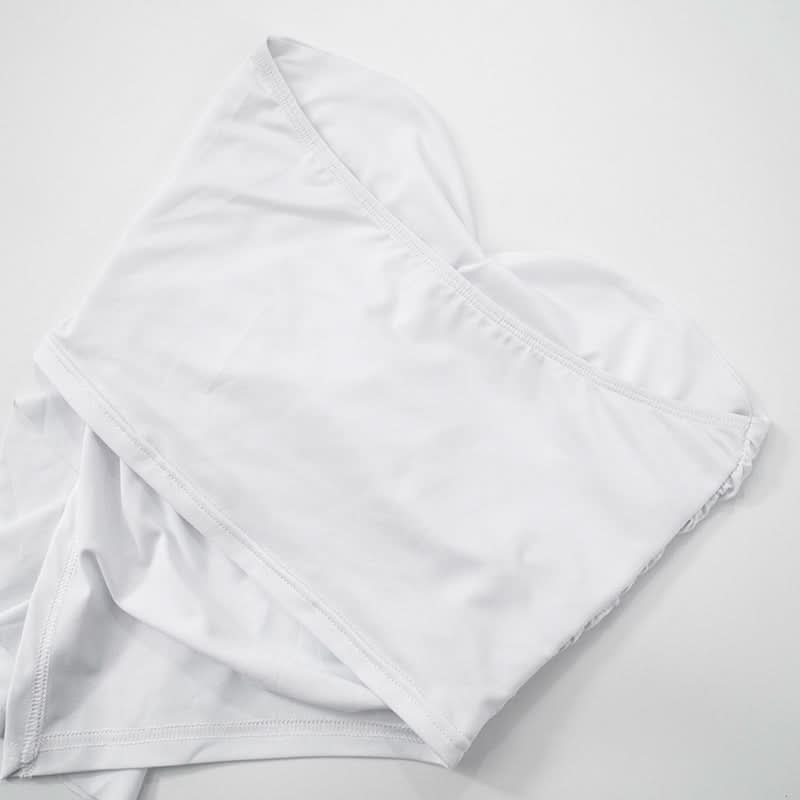 Ruffle ruched solid tube top