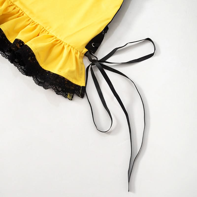 Halter lace hem abstract print lace up mini dress