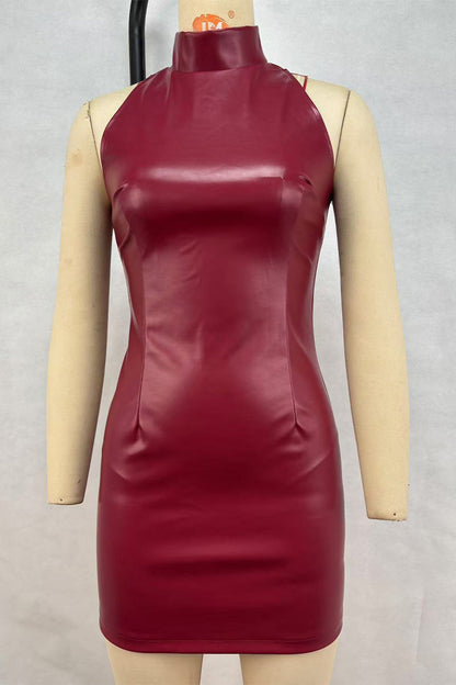Sexy Zipper Turtleneck Wrapped Skirt Dresses(4 Colors)