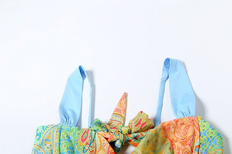 Contrast knotted 3 piece cami maxi skirt set