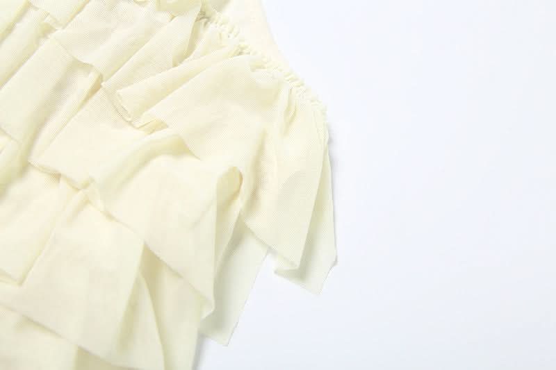 Halter ruffle self tie backless top