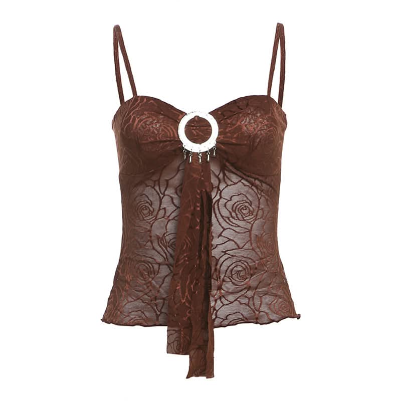 Mesh flower pattern mesh cami top