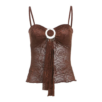 Mesh flower pattern mesh cami top