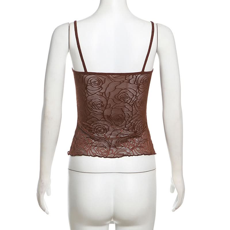 Mesh flower pattern mesh cami top
