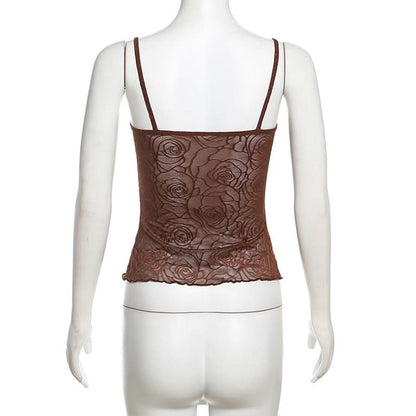 Mesh flower pattern mesh cami top