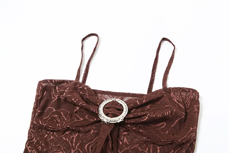 Mesh flower pattern mesh cami top