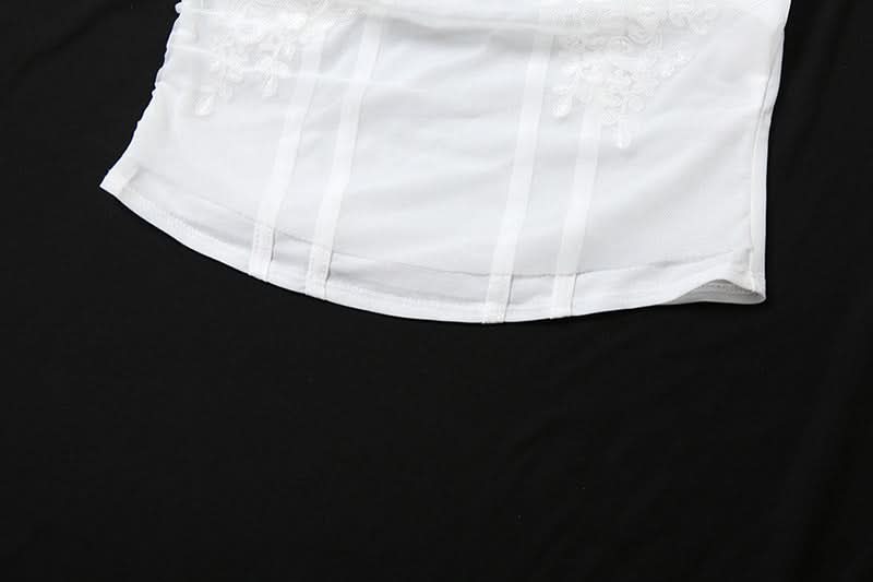 One shoulder fluffy mesh top