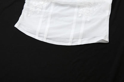 One shoulder fluffy mesh top