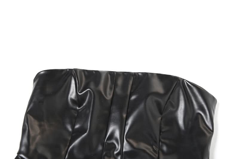 PU leather corset tube top