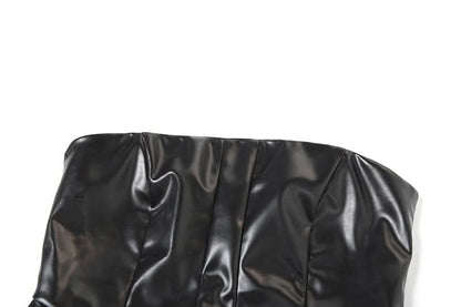 PU leather corset tube top