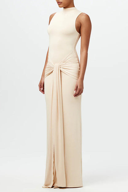 Casual Ruched O Neck Long Dresses(3 Colors)