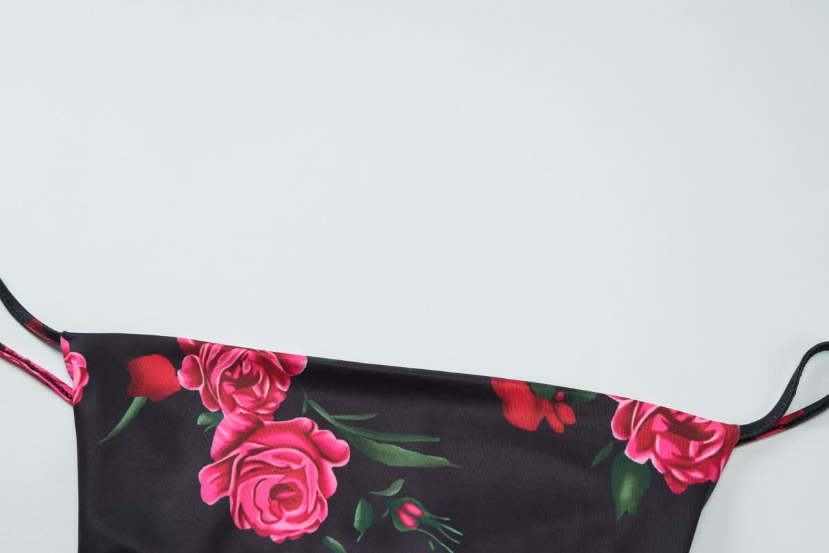 Flower print lace up backless maxi dress