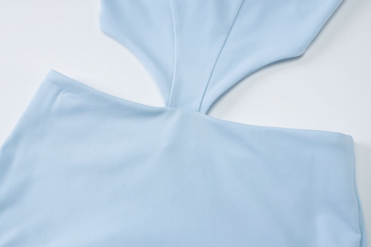 Halter v neck hollow out lace up cut out maxi dress