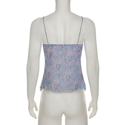 V neck contrast mesh cami top