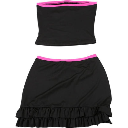 Star print ruffle self tie mini skirt set