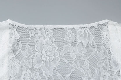 V neck long sleeve lace self tie top