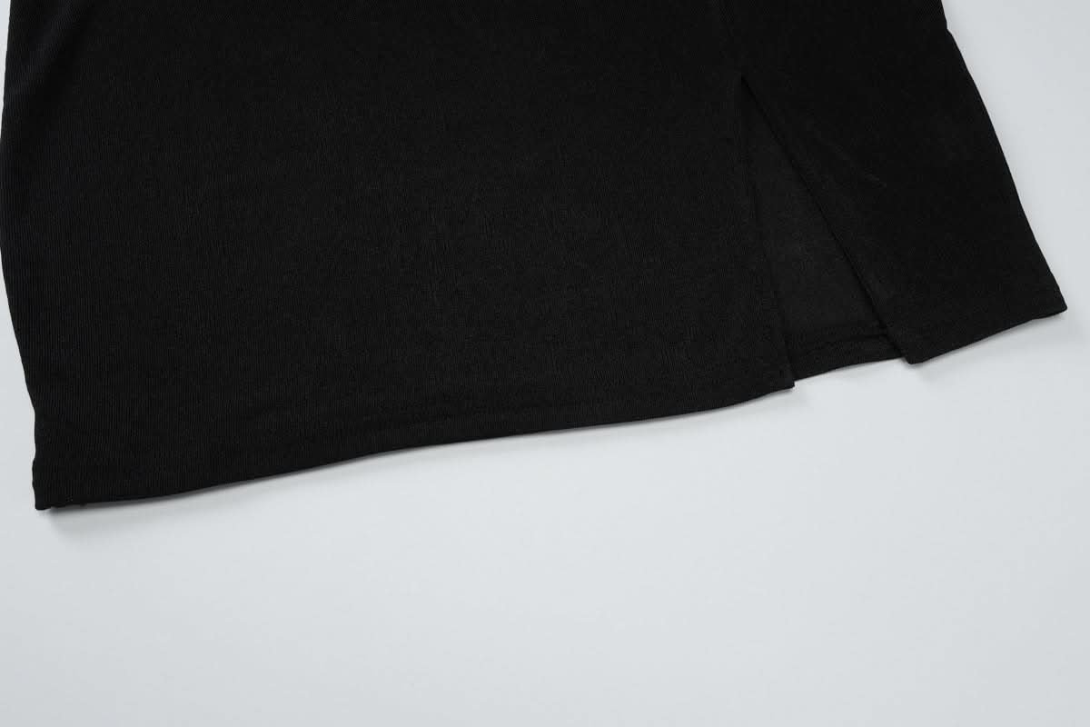 Halter mesh patchwork slit mini dress