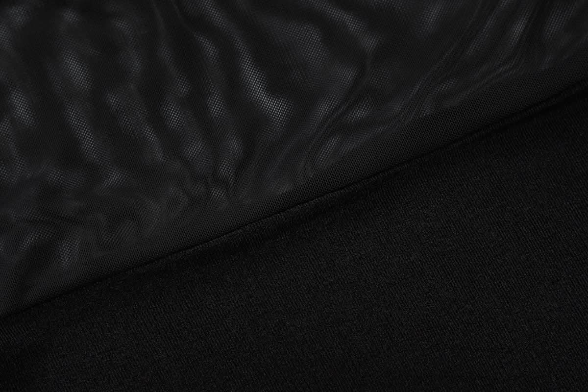 Halter mesh patchwork slit mini dress