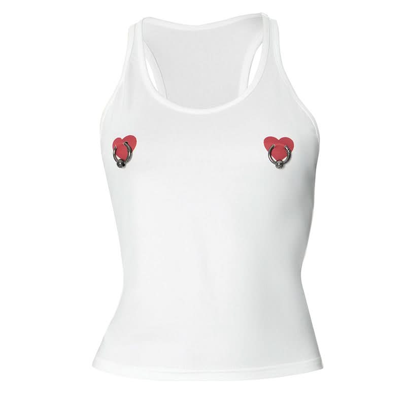 U neck sweetheart print o ring tank top