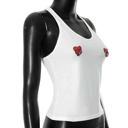 U neck sweetheart print o ring tank top