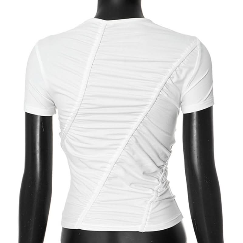 Short sleeve ruched solid top
