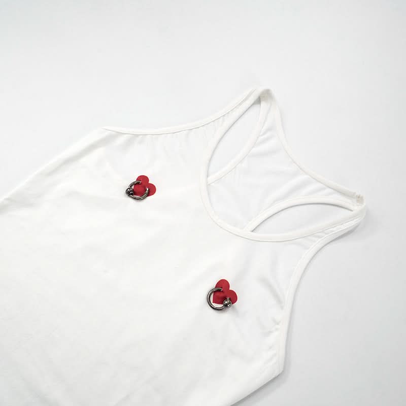 U neck sweetheart print o ring tank top