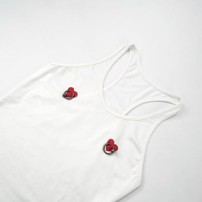 U neck sweetheart print o ring tank top