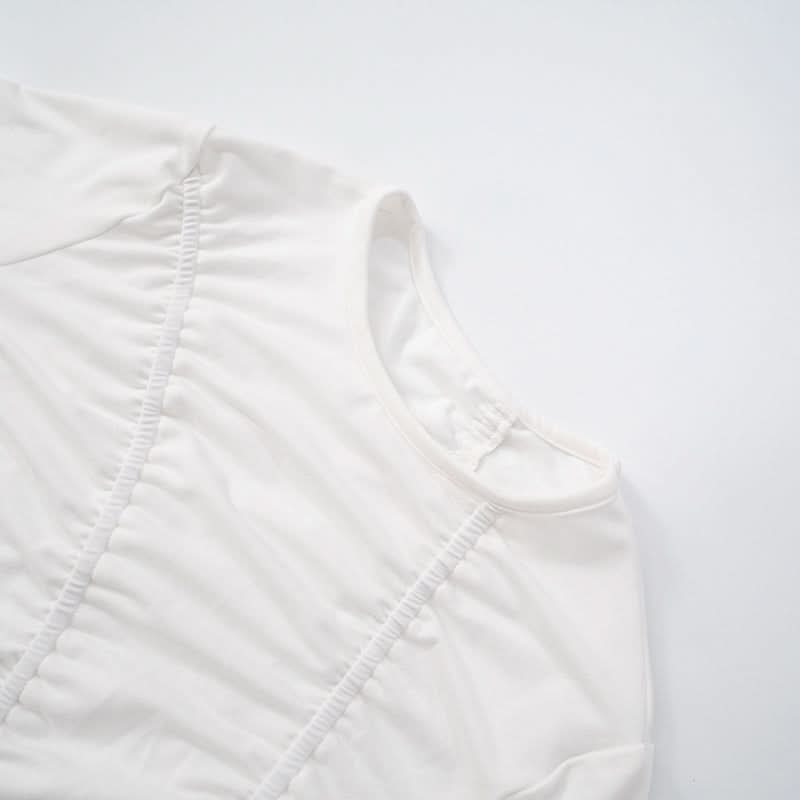 Short sleeve ruched solid top