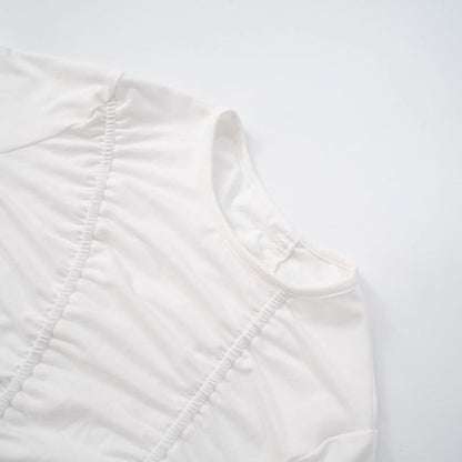 Short sleeve ruched solid top