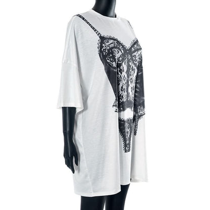 Crewneck long sleeve abstract print top