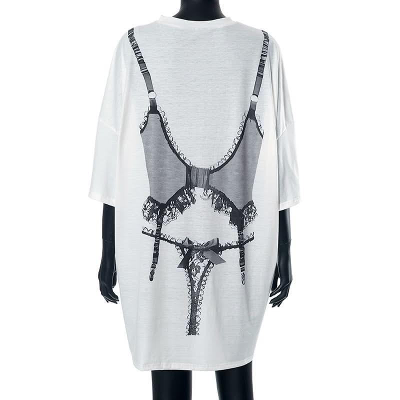 Crewneck long sleeve abstract print top