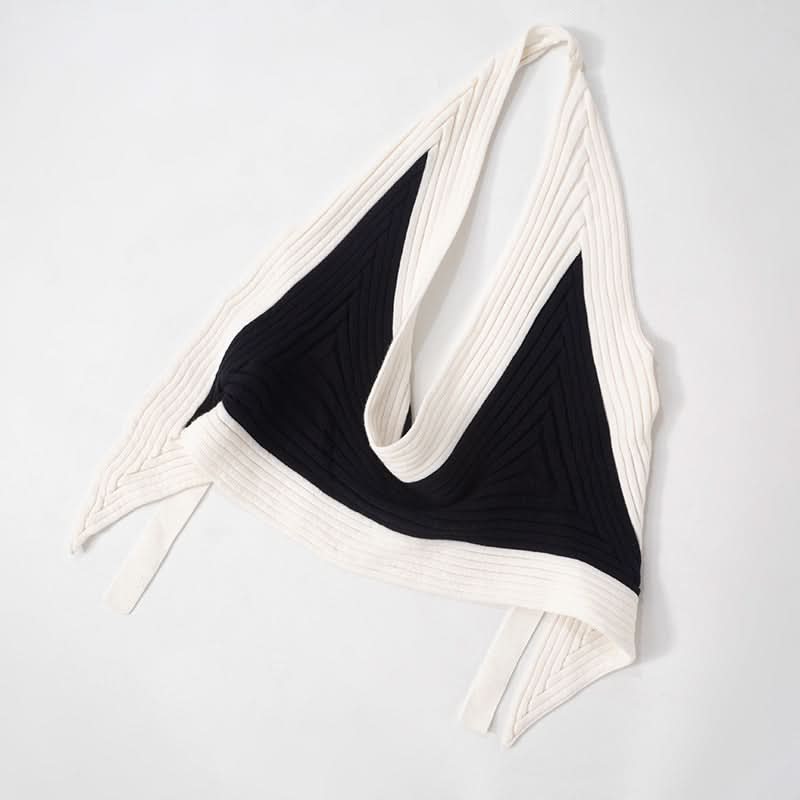One shoulder knitted self tie top
