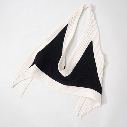 One shoulder knitted self tie top