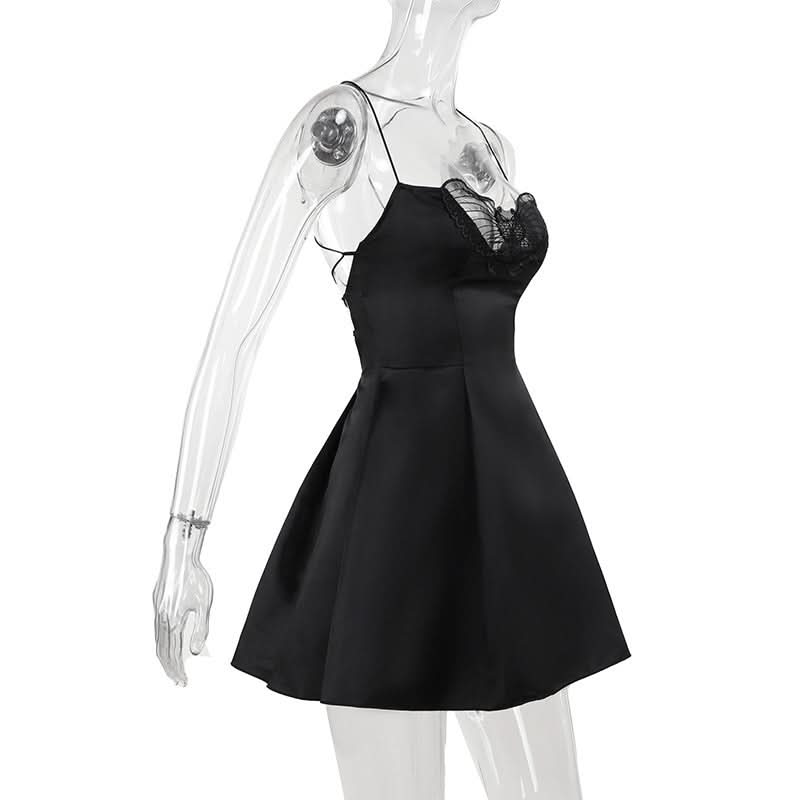 Butterfly applique lace up cami mini dress