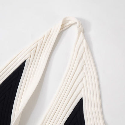 One shoulder knitted self tie top