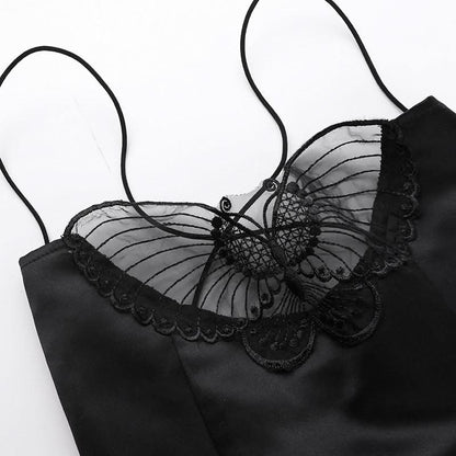 Butterfly applique lace up cami mini dress