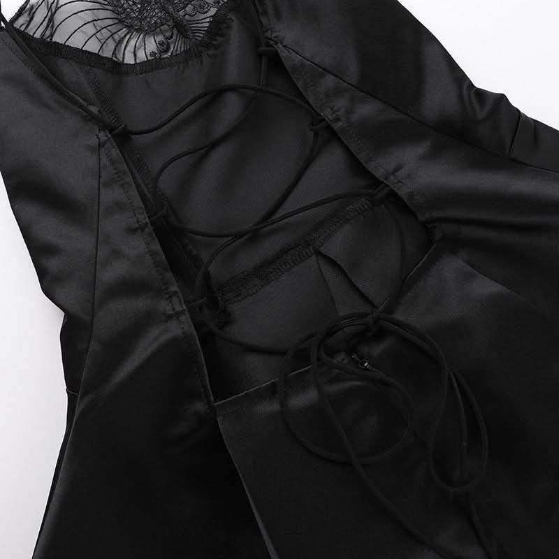 Butterfly applique lace up cami mini dress